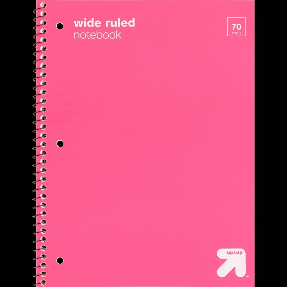 CUADERNO RAYADO WIDE RULED ROSADO