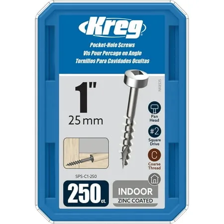 ESTUCHE DE TORNILLOS PARA UNION OCULTA DE 25 mm MARCA KREG