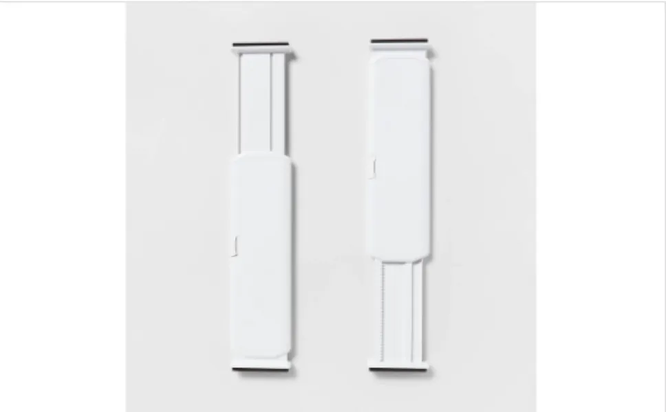 Juego de 2 separadores de cajones de plástico blancos