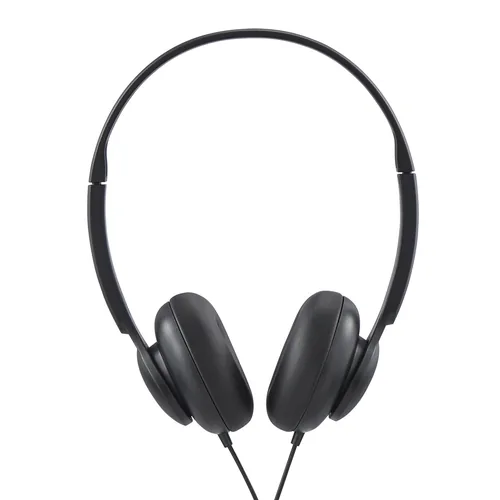 AUDÍFONOS ON-EAR NEGROS LIGEROS, DIADEMA AJUSTABLE, CABLE AUX