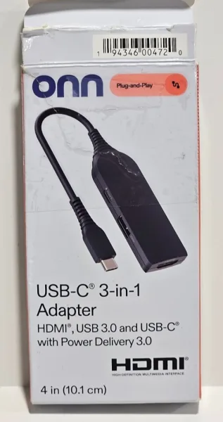ADAPTADOR USB TIPO C 3 EN 1 CON CABLE DE 4 PULGADAS