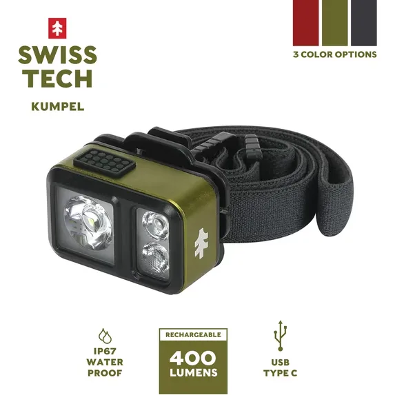 SWISS TECH LINTERNA FRONTAL TIPO KUMPEL DE 400 LM