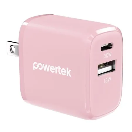 CARGADOR DE PARED DE DOBLE PUERTO USB-C PD DE 20W + USB-A DE 18W