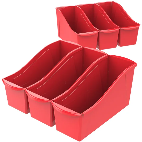Caja grande para libros, roja (paquete de 6)
